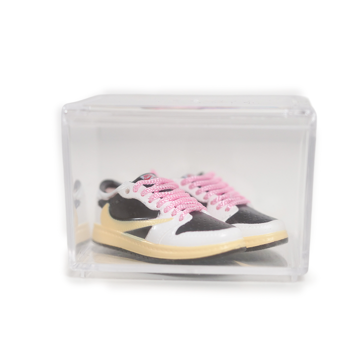 Miniature Sneakers - Nike Air Jordan 1 Retro Low Travis Scott Reverse Mocha - Pink laced